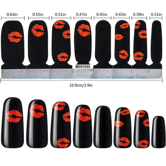 Black red Nail Wraps Adhesive Nail Design Stickers Colorful Nail Decal Strips - Picture 1 of 5